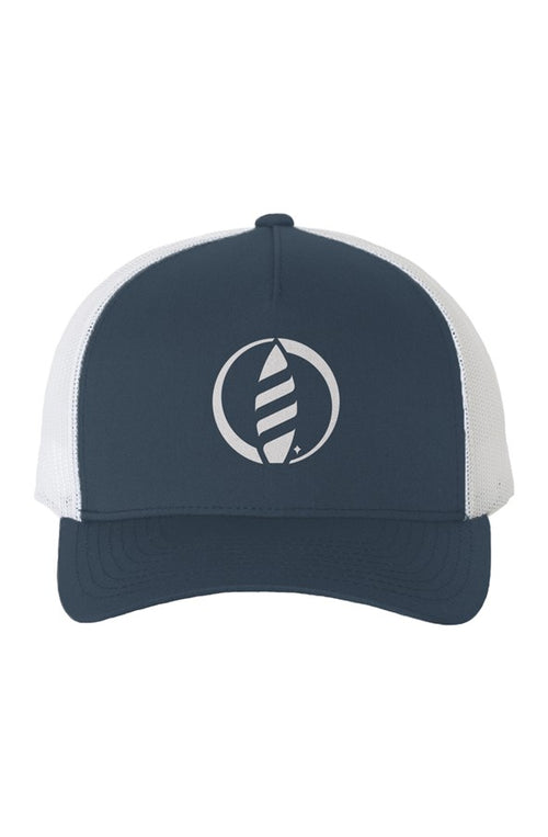 White Mesh Five-Panel Retro Trucker Cap