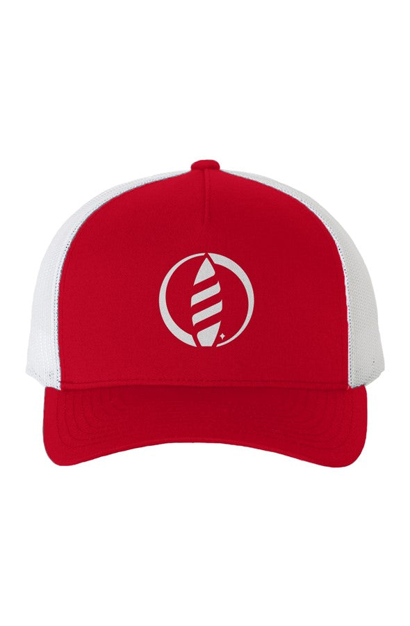 White Mesh Five-Panel Retro Trucker Cap