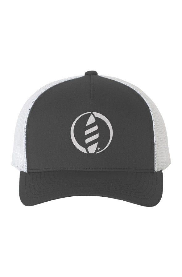 White Mesh Five-Panel Retro Trucker Cap